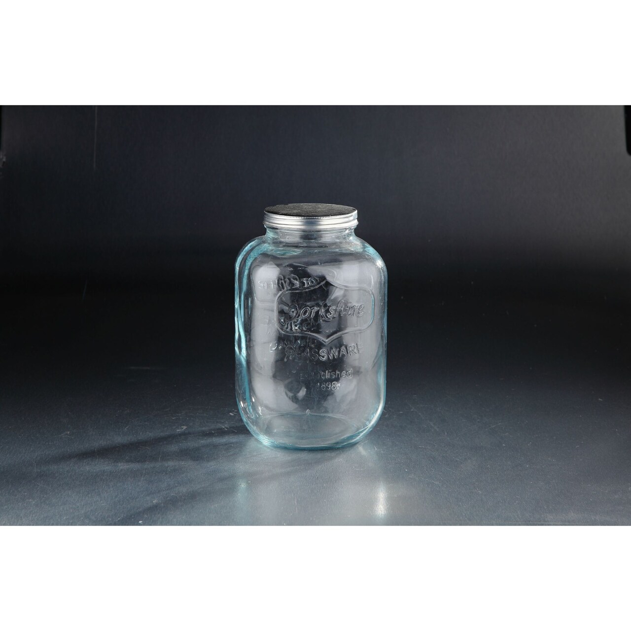 CC Home Furnishings 6" Clear Cracker Glass Storage Jar with Aluminum Lid